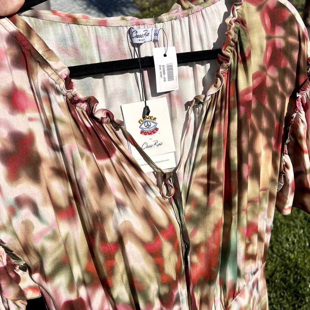 Charo Ruiz Jackie Long Dress TieDye Ruffle Size Small fits M NEW with Defect - Picture 6 of 11